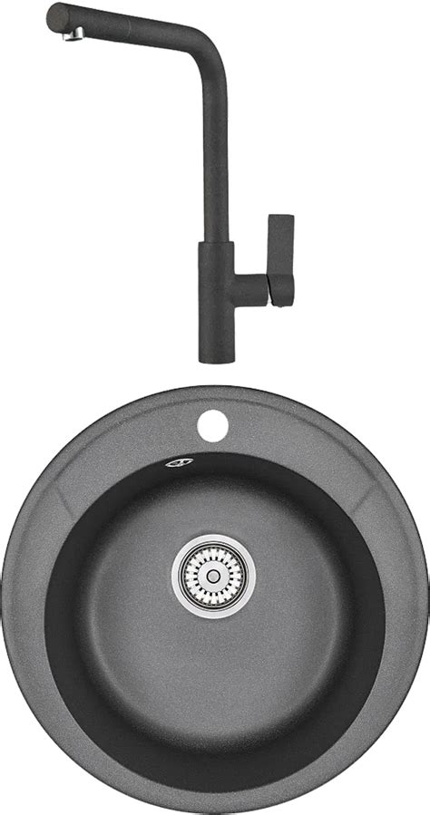 Комплект Мойка кухонная Granula Standart ST-4802 черная + Смеситель GR ...