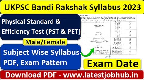 UKPSC Bandi Rakshak Syllabus 2023 Jail Warder Exam Pattern