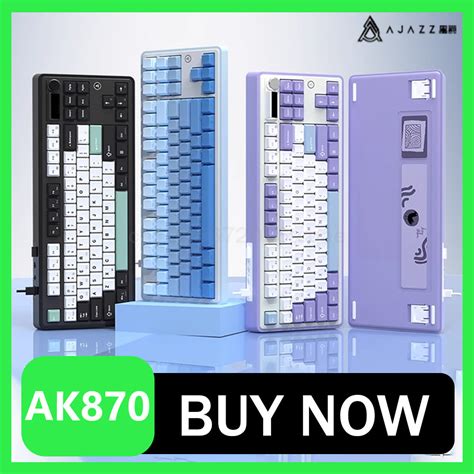 Jual AJAZZ AK870 Mechanical Keyboard Three Mode Custom Screen Multifunctional Knob RGB Hot Swap