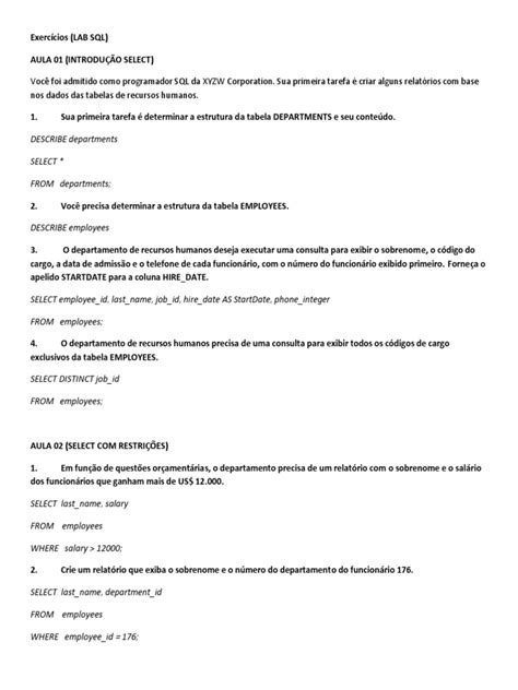 Exercicios Resolvidos Banco De Dados