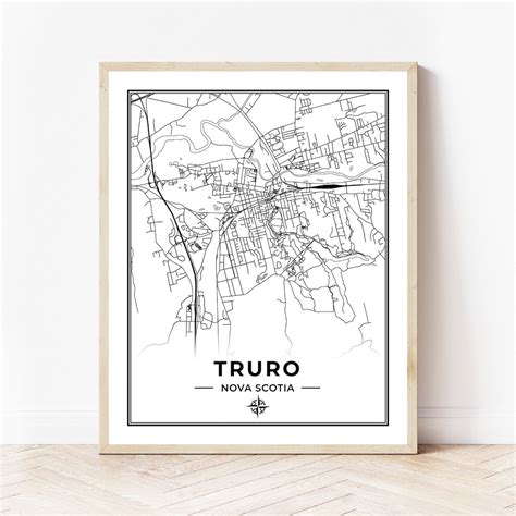 Truro Map Print Map of Truro Nova Scotia Black & White Digital Download ...