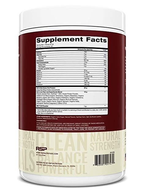 Rsp Nutrition Truefit Meal Replacement Shake Protein Powder Grass Fed