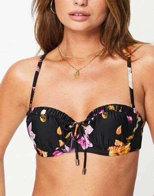 Ted Baker Henslie Balconette Cupped Bikini Top In Black Floral Print Asos