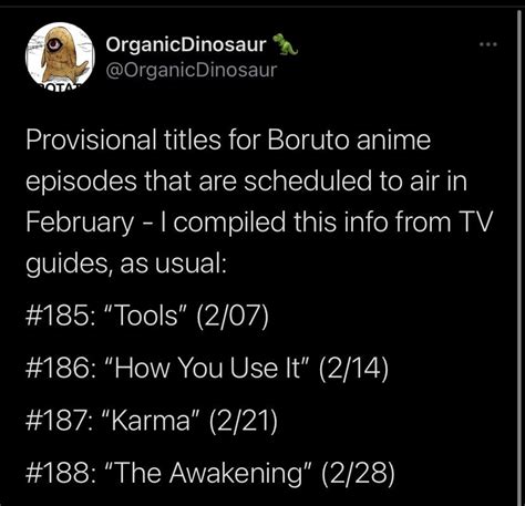 Upcoming Episodes : r/Boruto