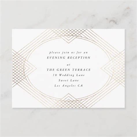 Gold White Oval Geometric Art Deco Gatsby Wedding Enclosure Card Zazzle