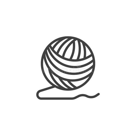 Yarn Ball And Knitting Needles Line Icon Stock Vector Illustration Of