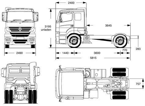 Mercedes-Benz Axor 2006 Blueprint - Download free blueprint for 3D modeling