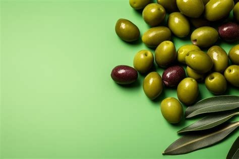 Premium AI Image Green Olives Background Generate Ai