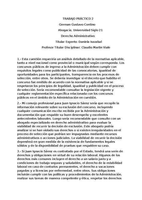 Derecho Administrativo Tp Trabajo Pr Ctico German Gustavo Contino