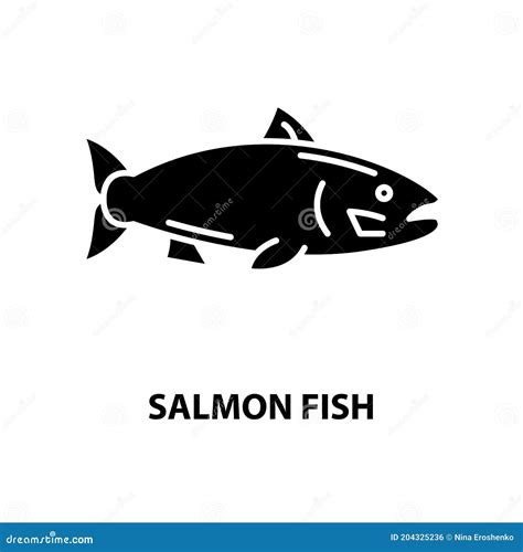 Salmon Fish Icon Black Vector Sign With Editable Strokes Concept