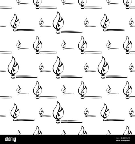 Lit Matchstick Burning Matchstick Seamless Pattern Vector Art