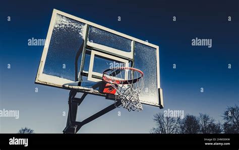 A Frozen Scene With Basketball Hoop Splashed With Snow Stock Photo Alamy