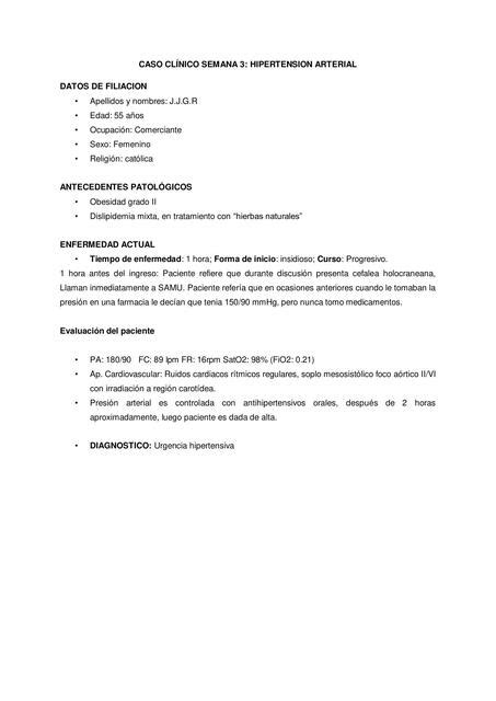 CASO CLINICO SEMANA 3 HIPERTENSION ARTERIAL 1 Sebas Guev UDocz