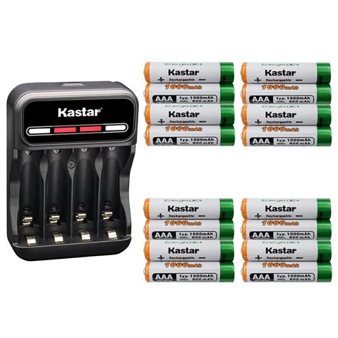 Kastar 16 Pack AAAJ 1 2V 1000mAh Ni MH Battery And CMH4 Charger