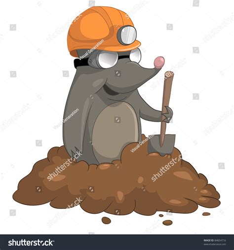 Cartoon Character Mole Isolated On White Stock Vector 84824716