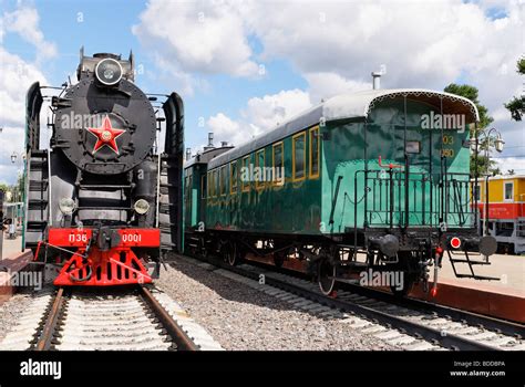 Soviet Steam Locomotive P36 0001 And Retro Van Built In 1901 By