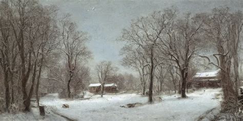 a house during a severe winter, tree swaying, snow | Stable Diffusion