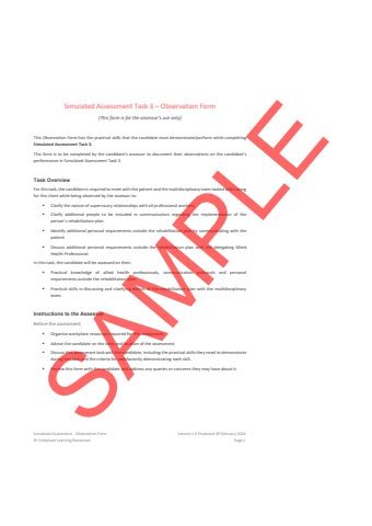 Hltaha Simulated Assessment Task Observation Form V