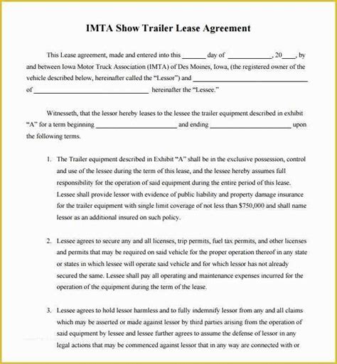 Trailer Lease Agreement Template Free Of Basic Rental Agreement Heritagechristiancollege