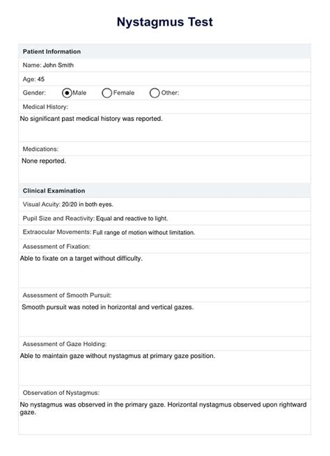 Nystagmus Test & Example | Free PDF Download