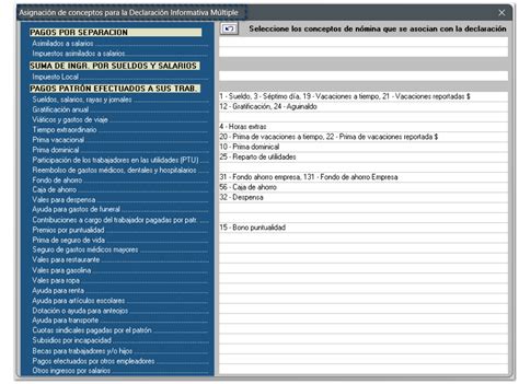 Asignaci N De Conceptos Para Declaraci N Informativa M Ltiple