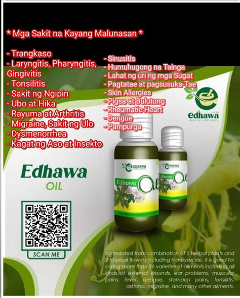 Edhawa Oil 60 Ml Gamot Para Sa Trangkaso Laryngitis Pharyngitis