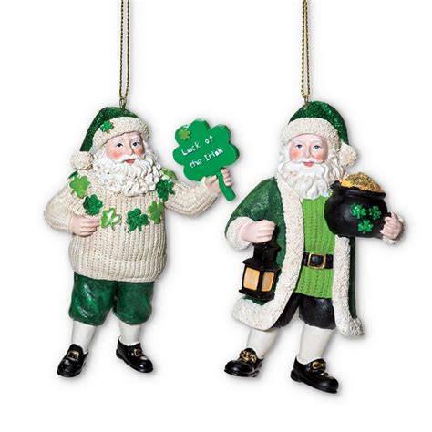 Irish Santa Ornament Set Irish Christmas Santa Ornaments Irish Ts