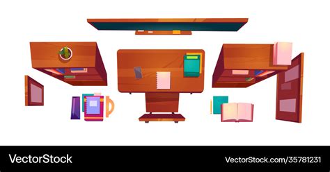 Classroom Stuff Top View School Or College Class Vector Image