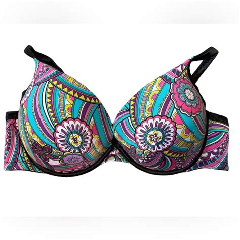 Cacique Intimates And Sleepwear Cacique Hippie Psychedelic Groovy Floral Full Coverage Lifting