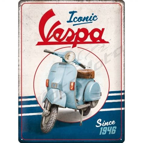 Metal Tin Sign VESPA ICONIC Since 1946 30x40