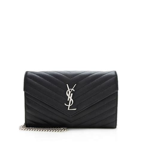 Saint Laurent Matelasse Grain De Poudre Monogram Chain Wallet