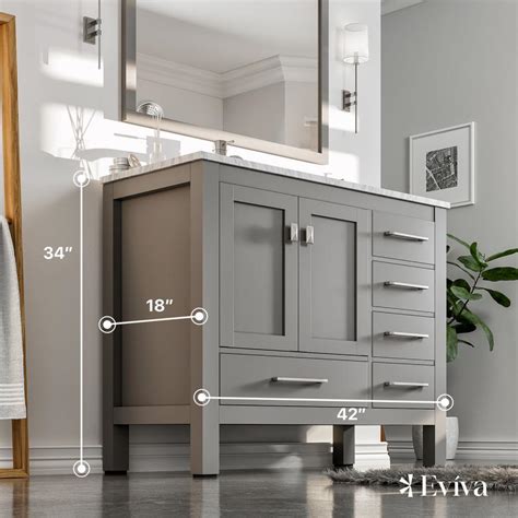 Eviva London 42 X 18 Gray Transitional Bathroom Vanity W White