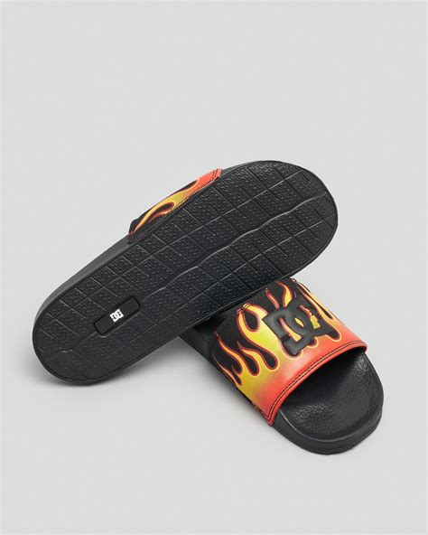 Shop Dc Shoes Boys Dc Slides In Blackflames Fast Shipping And Easy