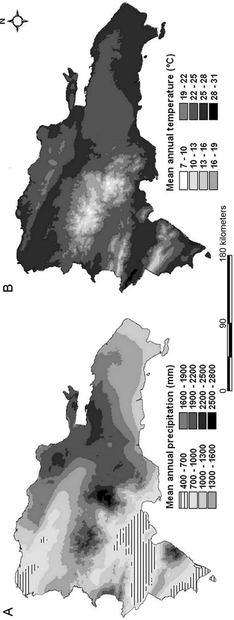 Spatial Distribution Of Mean Annual Precipitation A And Air