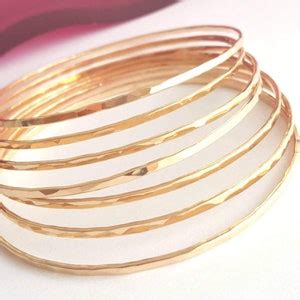 XXL Gold Filled Bangles Bracelets Set Of 4 Special Size 10 Stacking