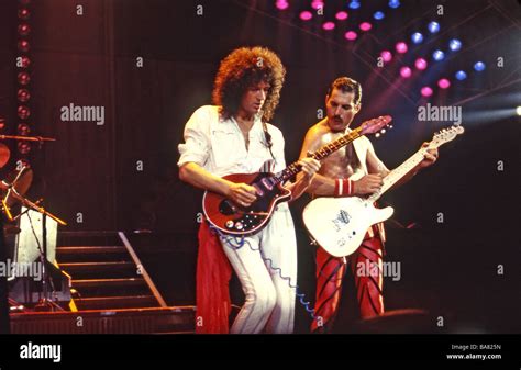 Queen Uk Rock Group With Freddie Mercury At Right And Brian May Stock