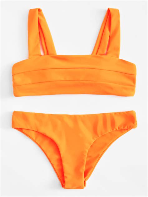 Double Strap Seam Bikini Set Shein Sheinside