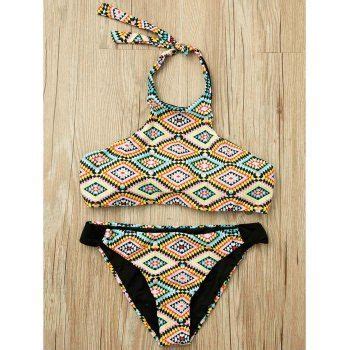 41 OFF 2025 Sexy Halter Sleeveless Colored Geometric Pattern Women S Bikini Set In COLORMIX