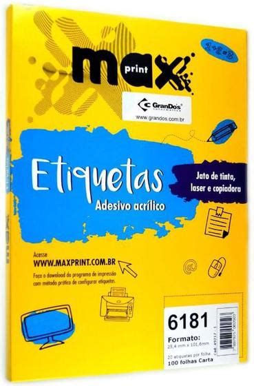 Etiqueta Carta 100 Folhas 25 4x101 6 Mm Maxprint Etiquetas E