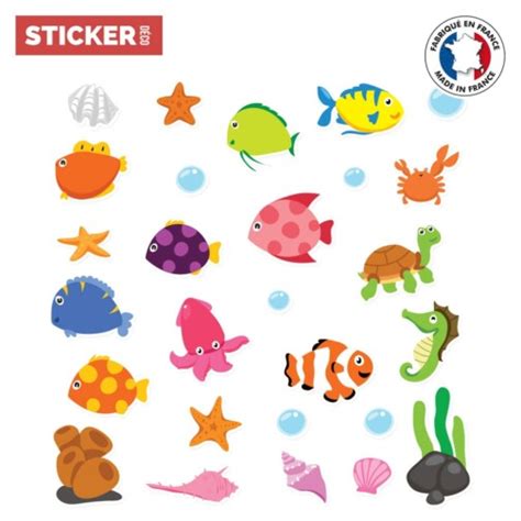 Sticker Aqua Autocollants Stickers Poissons Stickerdecofr