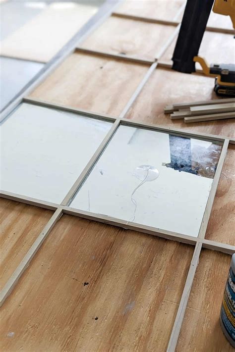 DIY Large Grid Mirror Pine And Poplar