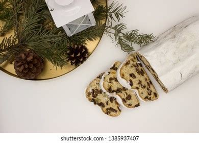 Three Slices Main Part Stollen Christmas Stock Photo