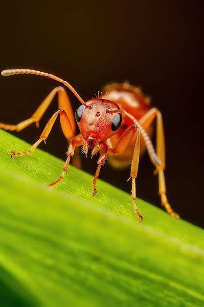 Formiga Em Uma Foto Macro De Folha Foto Premium