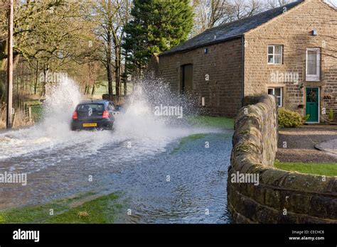 Flooding Black Car BMW Driving Splashing Through Deep Flood Water