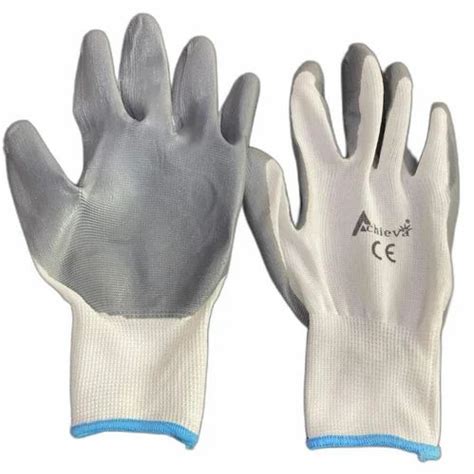 White Grey Nitrile Coated Gloves For Industrial Free Size At Rs