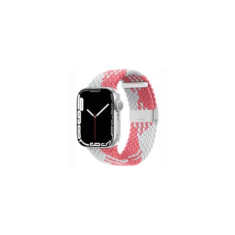 Flätat Elastiskt Armband Apple Watch 7 45mm Pink white Elgiganten