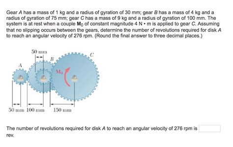 Solved Gear A Has A Mass Of 1 Kg And A Radius Of Gyration Of Chegg