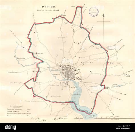 IPSWICH Borough Town Plan REFORM ACT Suffolk DAWSON 1832 Old Antique