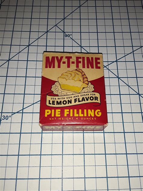 Rare 1940s Full My T Fine Lemon Flavor Pie Filling Box Nos Vintage Gelatin Advertising Great