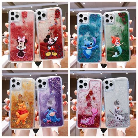 Disney Minnie Stitch Liquid Quicksand Case For Iphone 14 13 12 11 Pro